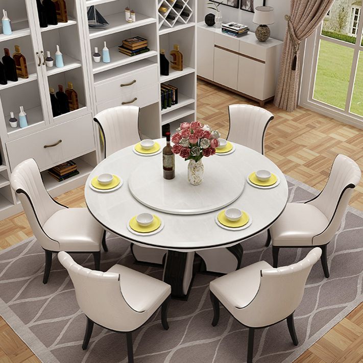 White Dining Table Convertible Dining Table for Kitchen Dining Room Clearhalo 'Dining Tables & Seating' 'Dining Tables' 'dining_table' 'furn' 'furn_dining_table' 'Furniture' 'Kitchen & Dining Furniture' 1200x1200_54bf6fdb-0b41-469d-8104-94d16b956b9a