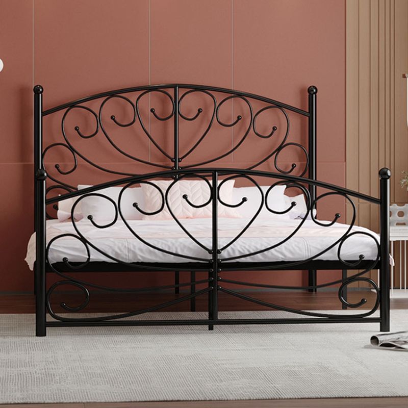 Modern Iron Open-Frame Bed with Arched Headboard and Metal Legs