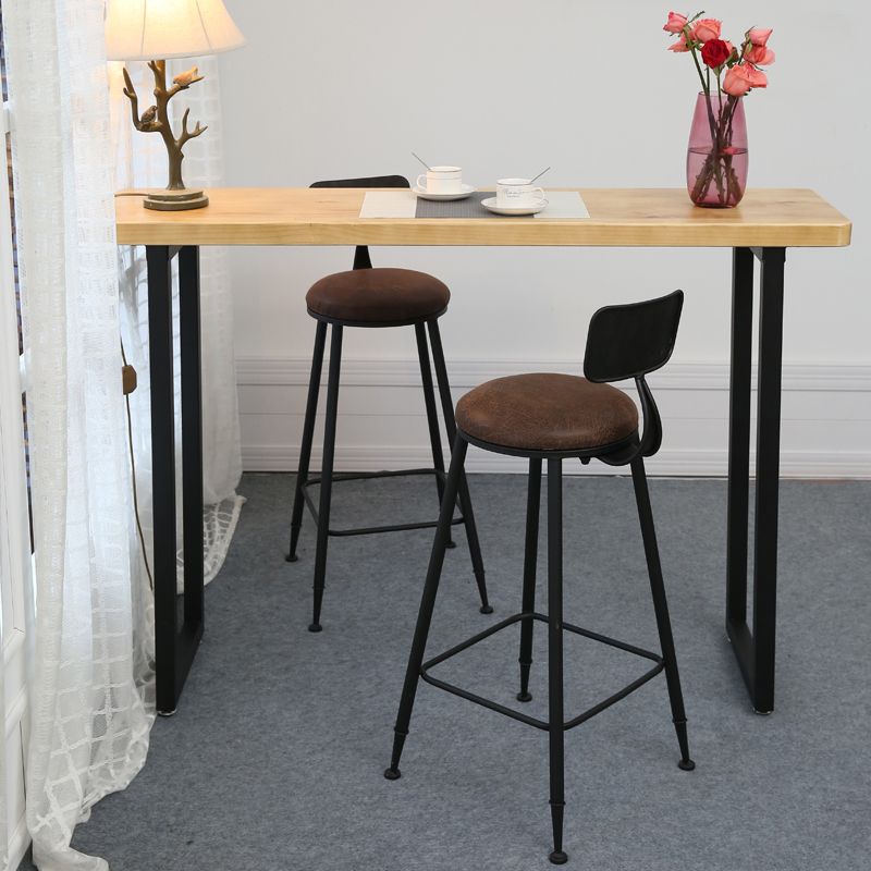 Light Brown Modern Style Bar Table Solid Wood Bar Table with Metal Base Clearhalo 'Bar Furniture' 'Bar Tables' 'bar_tables' 'furn' 'furn_bar_tables' 'Furniture' 'furniture_bar_tables' 'Kitchen & Dining Furniture' 1200x1200_54c5d250-6548-404d-9aec-b15017b8a32e