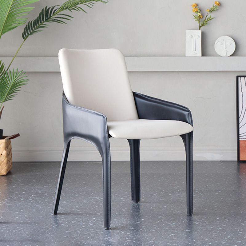 Eigentijdse metalen eetkamer stoel stoel faux lederen zijstoel voor eetkamer