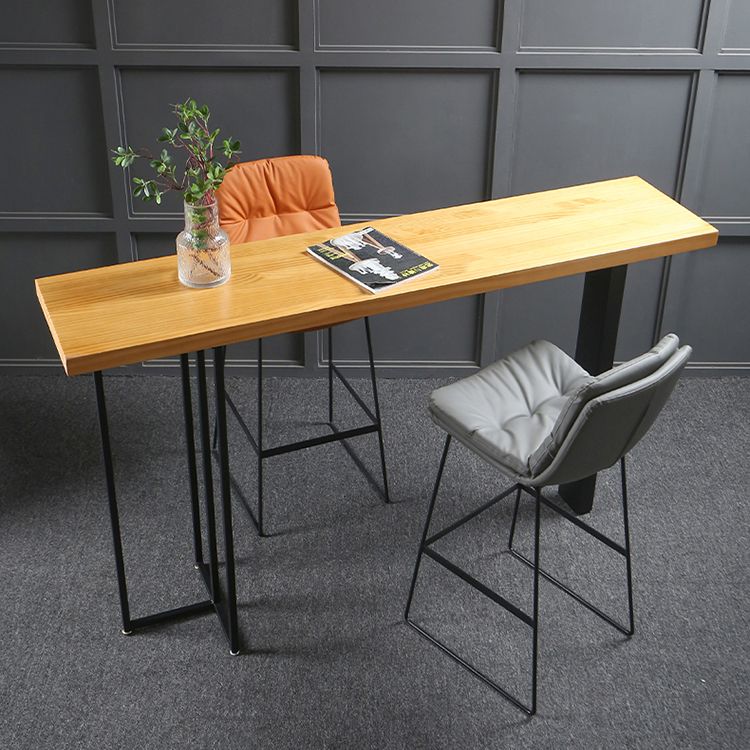 Wood Counter Table with Rectangle Table Top Double Pedestal Table- 41.3" H Clearhalo 'Bar Furniture' 'Bar Tables' 'bar_tables' 'furn' 'furn_bar_tables' 'Furniture' 'furniture_bar_tables' 'Kitchen & Dining Furniture' 1200x1200_54c6dfc8-87c5-49b7-ae41-001dfcdc10bf