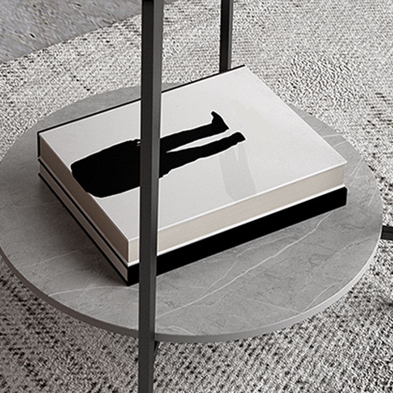 Minimalistische ronde hoektafel leisteen 4 poten banken bijzettafel met opslag