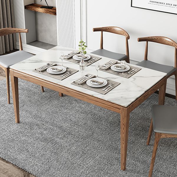 Sintered Stone Top Rectangle Table in White Medieval Modern Table with 4 Legs Clearhalo ' dining_table' 'Dining Tables & Seating' 'Dining Tables' 'furn' 'furn_dining_table' 'Furniture' 'furniture_dining_table' 'Kitchen & Dining Furniture' 'kitchen&dining_furn' 'kitchen' 'kitchen_dining_table' 1200x1200_54c852b0-1da9-4169-98c6-ee7964313dcc