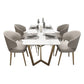 Rectangle Trestle Dining Table Glam Faux Marble Table for Dining Room Kitchen