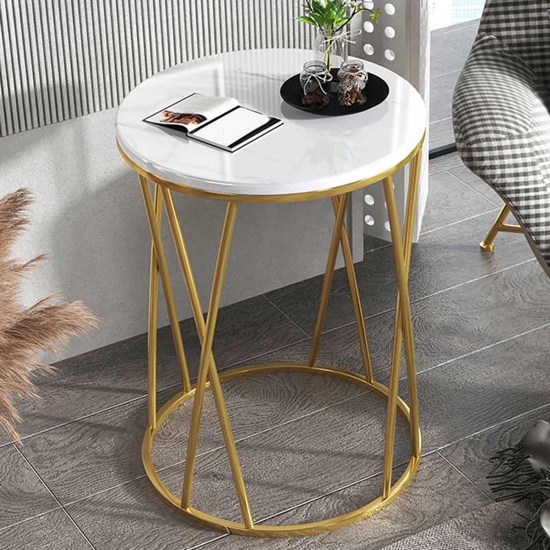 Glam Round Wooden Top End Table Steel Frame Sofa Side End Table for Living Room Clearhalo 'Coffee & Accent Tables' 'End & Side Tables' 'end_side_tables' 'furn' 'furn_end_side_tables' 'Furniture' 'Living Room Furniture' 1200x1200_54c97ffa-a965-4659-81ff-3d67eedec67f