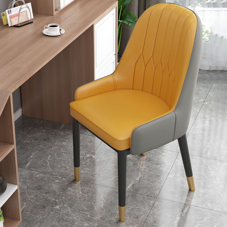 Scandinavian Style Metal Dining Chair Dining Room Upholstered Parsons Armless Chair Clearhalo ' kitchen&dining_furn' 'Dining Chairs' 'Dining Tables & Seating' 'dining_chair' 'furn' 'furn_dining_chair' 'Furniture' 'furniture_dining_chair' 'Kitchen & Dining Furniture' 'kitchen' 1200x1200_54ca49d3-9c47-4e33-ab27-85986b04dff8