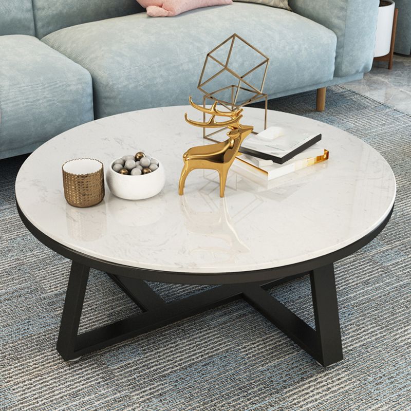 Glam Cross Legs Coffee Table Faux Marble Round Cocktail Table Clearhalo 'Coffee & Accent Tables' 'Coffee Tables' 'coffee_tables' 'furn' 'furn_coffee_tables' 'Furniture' 'Living Room Furniture' 1200x1200_54cdda47-f768-40cf-a94e-00547c61ba79