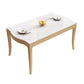 Table à manger moderne en pierre blanche avec pieds en bois massif pour le salon