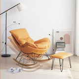Contemporary Rocking Chair Pure Color Faux Leather Water Resistant Chair with Ottoman