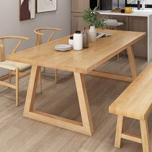 Modern Kitchen Solid Wood Dining Table Rectangle Shape Dining Table with Double Pedestal Clearhalo ' dining_table' 'Dining Tables & Seating' 'Dining Tables' 'Furniture' 'furniture_dining_table' 'Kitchen & Dining Furniture' 'kitchen&dining_furn' 'kitchen' 'kitchen_dining_table' 1200x1200_54d18b62-08b0-40c9-97c8-53b2af2a557f