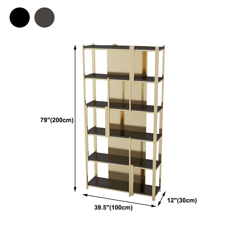 11.81"W 78.74"H Bookshelf Open Back Glam Style for Study Room Home Office Clearhalo 'Bookcases' 'furn' 'furn_bookcases' 'Furniture' 'furniture_bookcases' 'kitchen' 'kitchen_bookcases' 'Living Room Furniture' 'Office Furniture' 1200x1200_54d1bb58-0567-4ac7-9fad-fa9f4b899a67