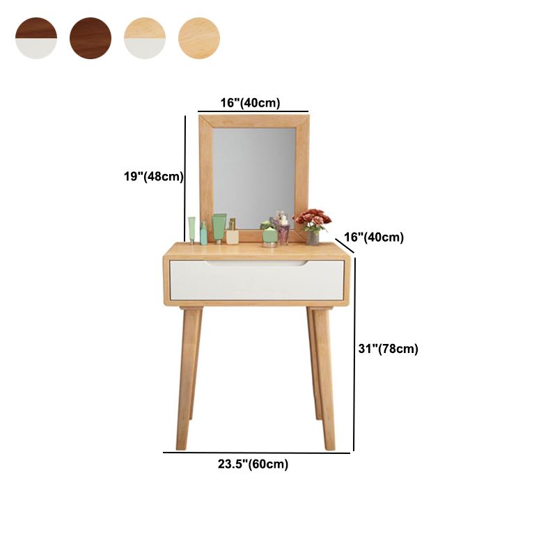 Skandinavischer Massivholz -Waschtisch mit Spiegel, 30,7 "groß