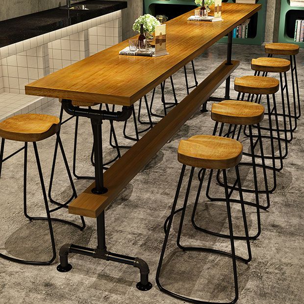 Industrial Style Bar Table 1/2/11 Pieces Rectangle Solid Wood Counter Set Clearhalo 'Bar Furniture' 'furn' 'furn_home_bar_bar_sets' 'Furniture' 'Home Bars & Bar Sets' 'home_bar_bar_sets' 'Kitchen & Dining Furniture' 1200x1200_54d5cc43-746d-4fec-a162-19ca88e2a217