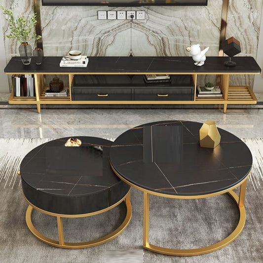 Console televisiva in pietra per i media televisivi contemporanei per soggiorno