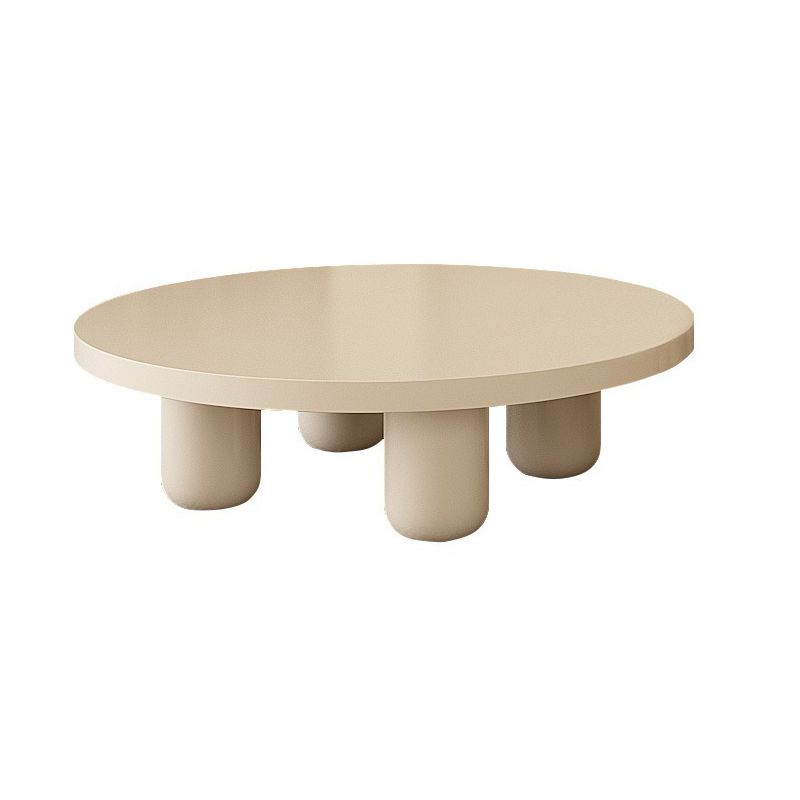Mesa de centro individual redonda de madera maciza con pedestal contemporáneo/4 patas