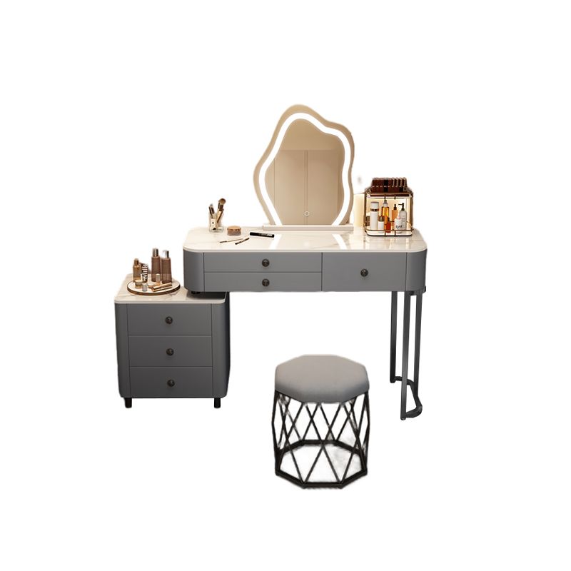 Glam Stone Make-up Vanity Dressing Bedroom Table Stool Set with Drawer