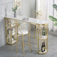 Marble Indoor Glam Bar Dining Table Gold Iron Double Pedestal Bistro Table with Shelve Clearhalo 'Bar Furniture' 'Bar Tables' 'bar_tables' 'furn' 'furn_bar_tables' 'Furniture' 'furniture_bar_tables' 'Kitchen & Dining Furniture' 'kitchen&dining_furn' 'kitchen' 1200x1200_54daf4a2-8b0b-40cd-bd3b-5aacf343461b