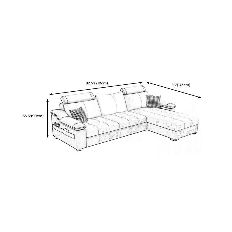 82.5"L Sloped Arm Sectional Cushion Back Sofa with Ottoman Included Clearhalo 'furn' 'furn_sectionals' 'Furniture' 'furniture_sectionals' 'Living Room Furniture' 'Sectionals' 1200x1200_54db254a-557d-4403-a3c0-87c472616ea4