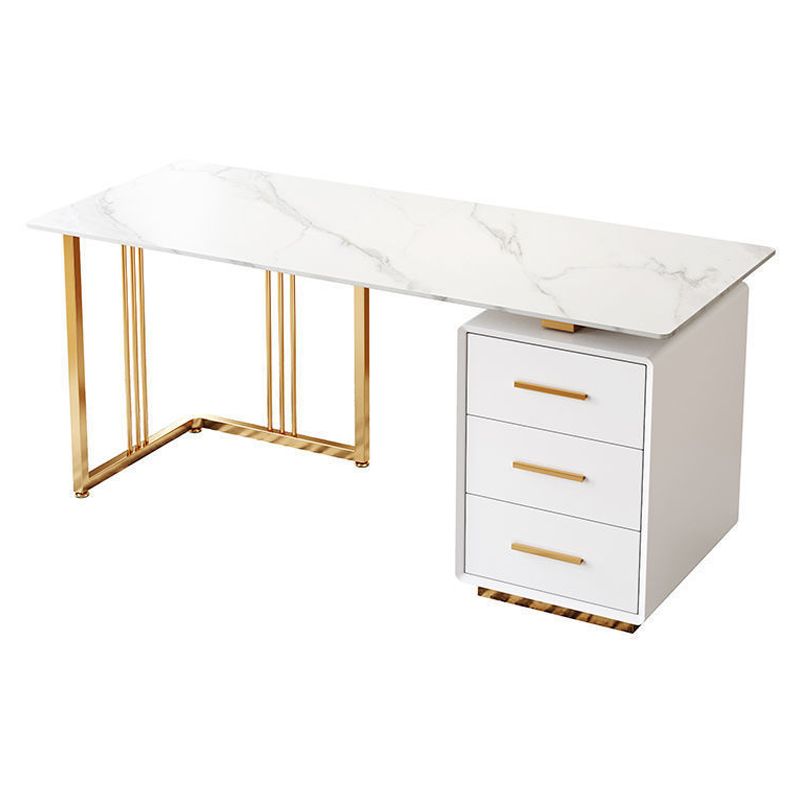 Glam 3-drawer Office Desk Rectangular Sintered Stone Home Desk Clearhalo 'furn' 'furn_office_desk' 'Furniture' 'furniture_office_desk' 'Office Desks' 'Office Furniture' 'office_desk' 1200x1200_54db6b9e-66e4-4720-a9c3-e13bbc659266