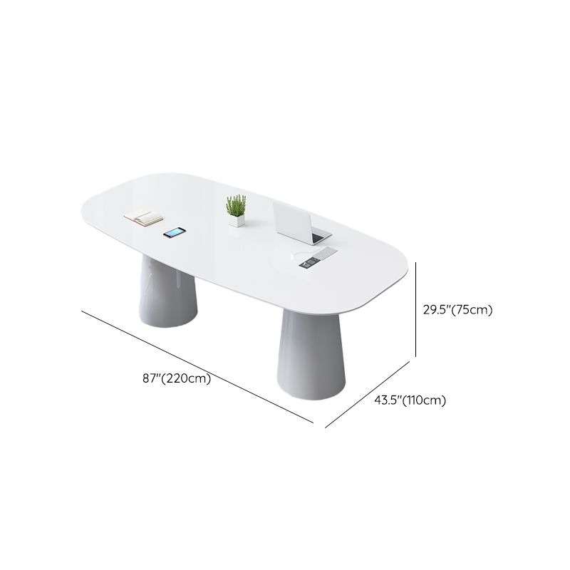 29 "H Hedendaags Executive Desk Oval Wit Wood Writing Desk