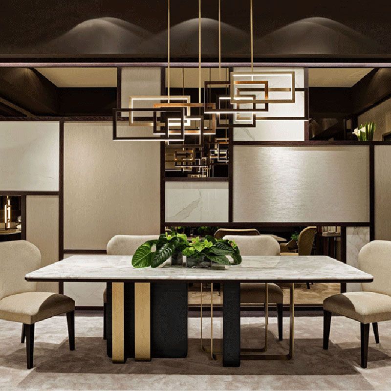 Faux Marble Dining Table Rectangle Dinner Table for Dining Room Clearhalo 'Dining Tables & Seating' 'Dining Tables' 'dining_table' 'furn' 'furn_dining_table' 'Furniture' 'Kitchen & Dining Furniture' 1200x1200_54dd2998-8195-42ed-9f5e-02f254383922