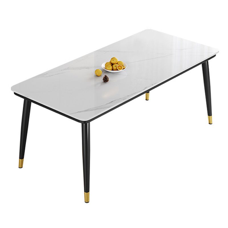 Metal 4 Legs Dining Table Contemporary Rectangle Stone Top Dining Table for Living Room Clearhalo 'Dining Tables & Seating' 'Dining Tables' 'dining_table' 'furn' 'furn_dining_table' 'Furniture' 'furniture_dining_table' 'Kitchen & Dining Furniture' 'kitchen' 'kitchen_dining_table' 1200x1200_54dd8827-b694-4814-a32b-7a3d06360217
