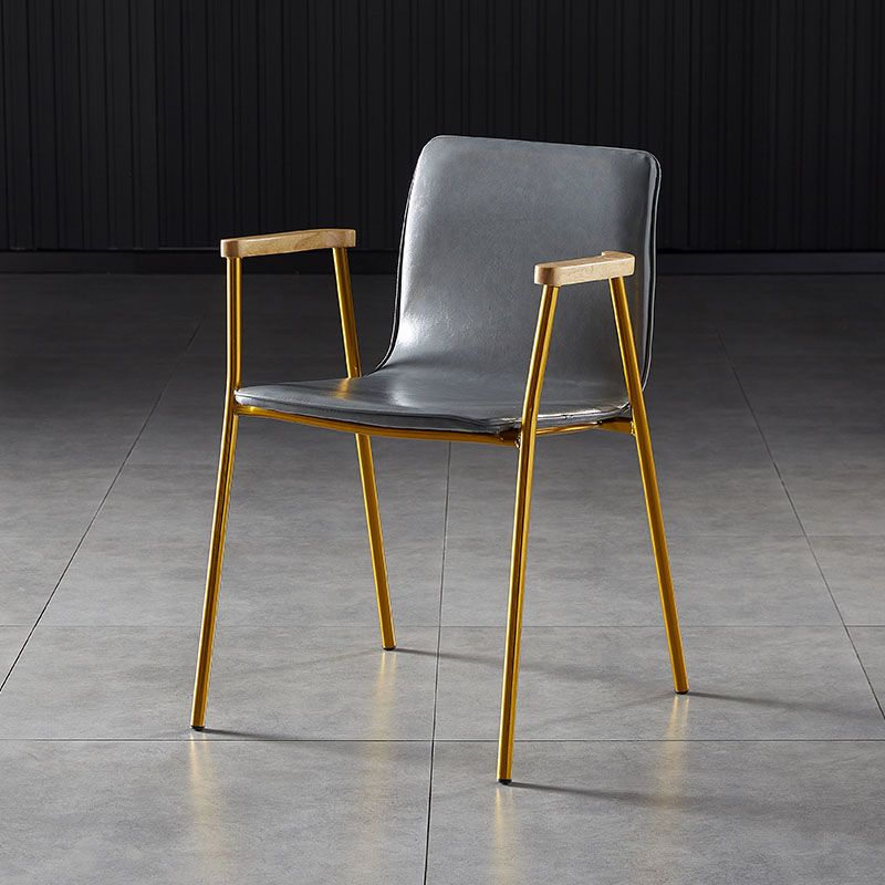 Solid Back Dining Arm Chairs Leather Home Dining Armchairs with Metal Legs Clearhalo ' kitchen&dining_furn' 'Dining Chairs' 'Dining Tables & Seating' 'dining_chair' 'furn' 'furn_dining_chair' 'Furniture' 'furniture_dining_chair' 'Kitchen & Dining Furniture' 'kitchen' 1200x1200_54ddb4df-18ce-45e3-a419-b79cc9a06c5a