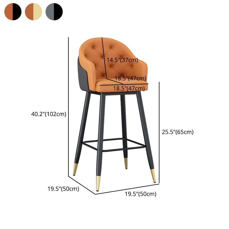 Glam Restaurant Leather Stool Matte Finish Footrest Armed Barstool Clearhalo 'Bar Furniture' 'Bar Stools' 'bar_stools' 'furn' 'furn_bar_stools' 'Furniture' 'furniture_bar_stools' 'Kitchen & Dining Furniture' 1200x1200_54e02a3e-df16-4033-a7bc-0a8bd7f693ea