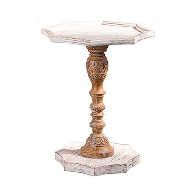 フランスのカントリー台座端テーブルソリッドウッドアンティークブラウン/ホワイトサイドテーブル