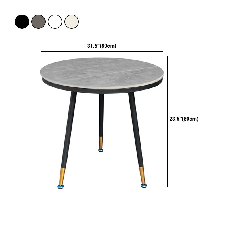 23.6" Tall Modern Round Slate Top Side Table Metal 3 Legs End Table