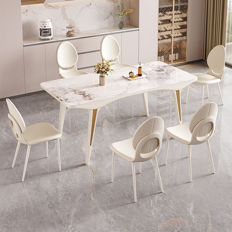 Contemporary White Rectangular Stone Dining Table for Dining Room Clearhalo 'Dining Tables & Seating' 'Dining Tables' 'dining_table' 'furn' 'furn_dining_table' 'Furniture' 'Kitchen & Dining Furniture' 1200x1200_54e43088-72ce-4eed-adb9-37c3cbd2d90a
