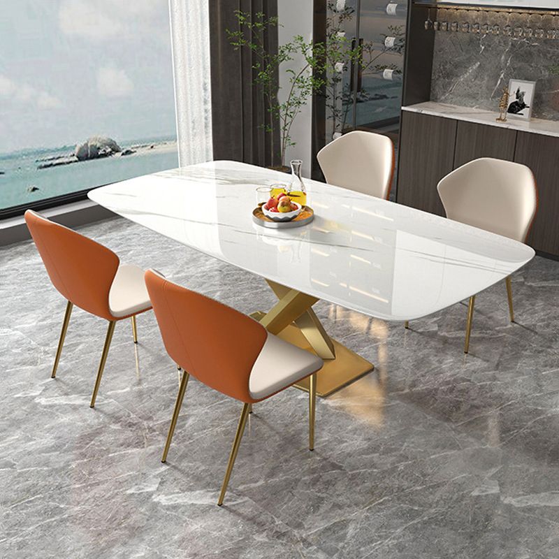 Metal Contemporary Rectangular Dining Table Sintered Stone Table with Pedestal Base Clearhalo ' dining_table' 'Dining Tables & Seating' 'Dining Tables' 'furn' 'furn_dining_table' 'Furniture' 'furniture_dining_table' 'Kitchen & Dining Furniture' 'kitchen&dining_furn' 'kitchen' 'kitchen_dining_table' 1200x1200_54e4a9da-3b04-47b5-8214-2e44b575316b