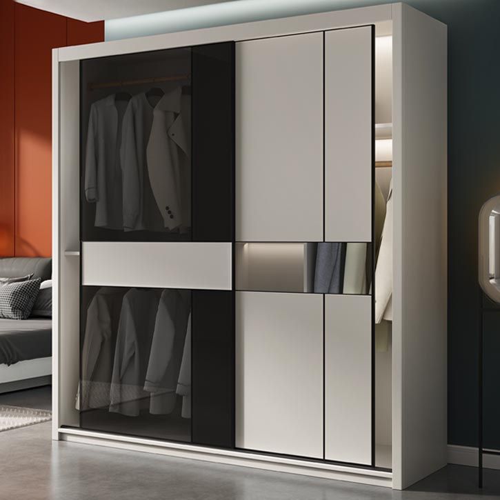 Armadio in legno in stile contemporaneo armadio a colori bianco con porta scorrevole