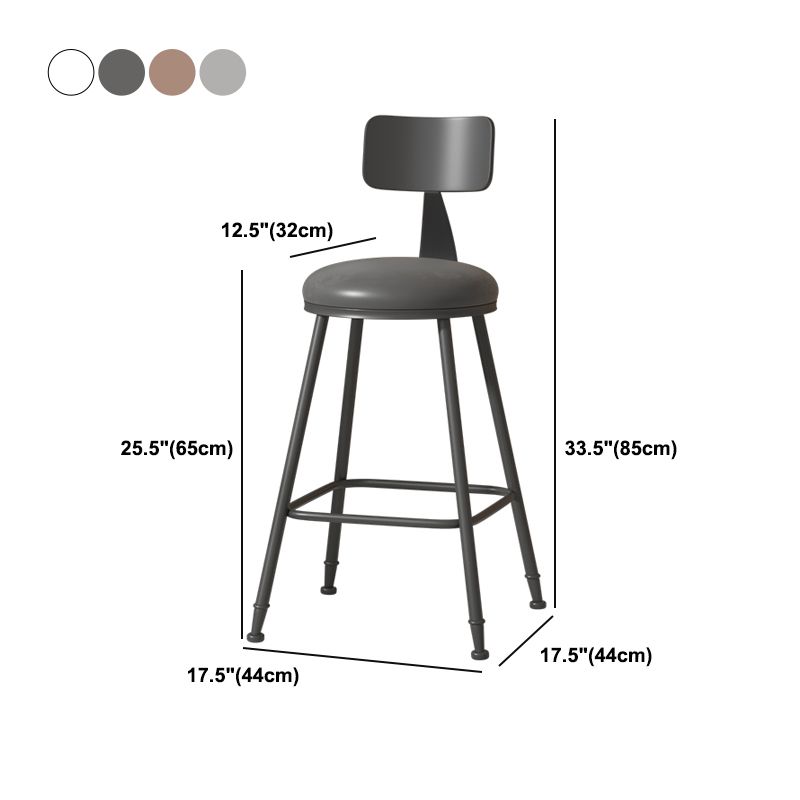 Modern Armless Backrest Counter Stool Iron Cafe Bar Stool with Leather Cushion Clearhalo 'Bar Furniture' 'Bar Stools' 'bar_stools' 'furn' 'furn_bar_stools' 'Furniture' 'furniture_bar_stools' 'Kitchen & Dining Furniture' 1200x1200_54e6f2d2-c480-4f2f-979b-f56bc578720a