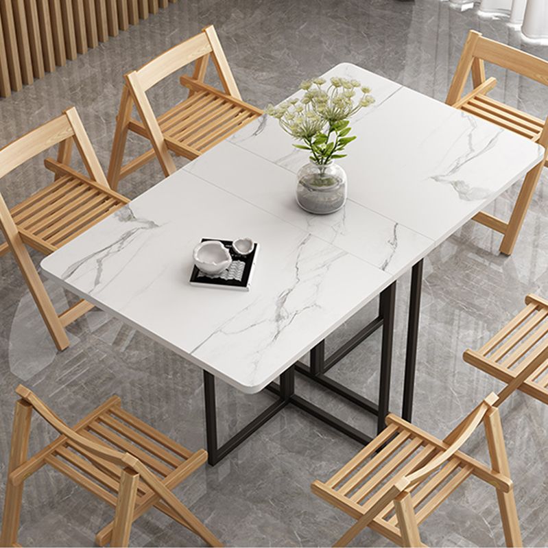 Foldable Artificial Wooden Top Dining Table Extendable Rectangle Table with Trestle Base Clearhalo ' dining_table' 'Dining Tables & Seating' 'Dining Tables' 'furn' 'furn_dining_table' 'Furniture' 'furniture_dining_table' 'Kitchen & Dining Furniture' 'kitchen&dining_furn' 'kitchen' 'kitchen_dining_table' 1200x1200_54e7f993-5327-4f0c-b905-f05c332a2fd3