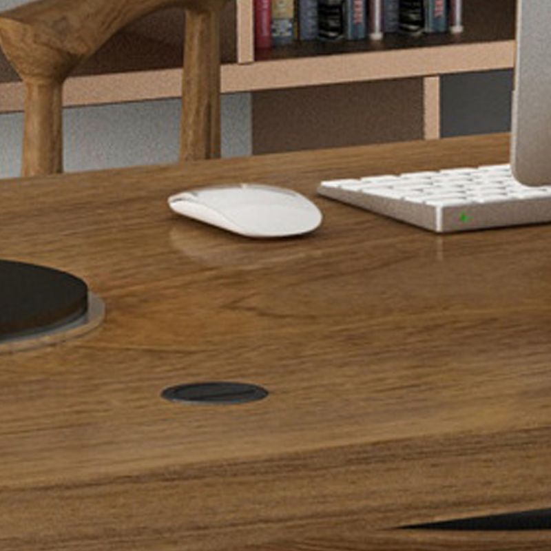 Scrivania marrone e nero da ufficio rettangolare scrivania in legno pino e metallo