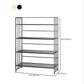 Glam Antique Finish Shelf Bookcase Metal Frame Bookshelf with Rectangular Shelves