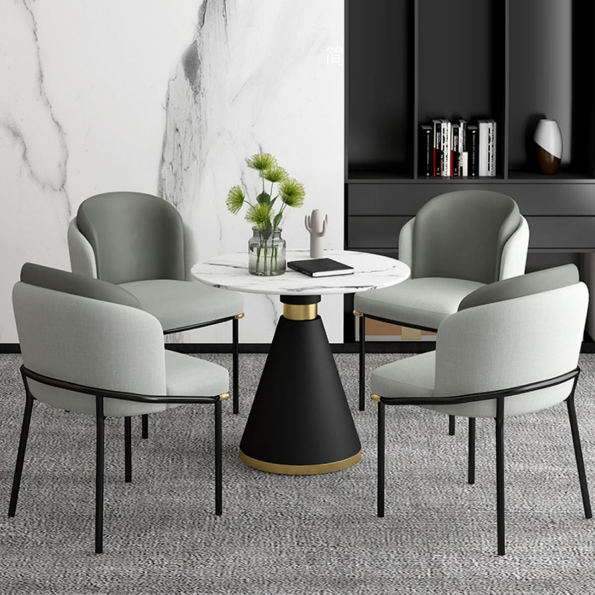 Glam 1/2/5 Pieces Round Dining Set Sintered Stone Dining Table Set for Restaurant Clearhalo 'Dining Room Sets' 'Dining Tables & Seating' 'dining_room_set' 'furn' 'furn_dining_room_set' 'Furniture' 'furniture_dining_room_set' 'Kitchen & Dining Furniture' 'kitchen&dining_furn' 'kitchen' 1200x1200_54e9a683-6a41-4d47-af6f-900f188c2f54