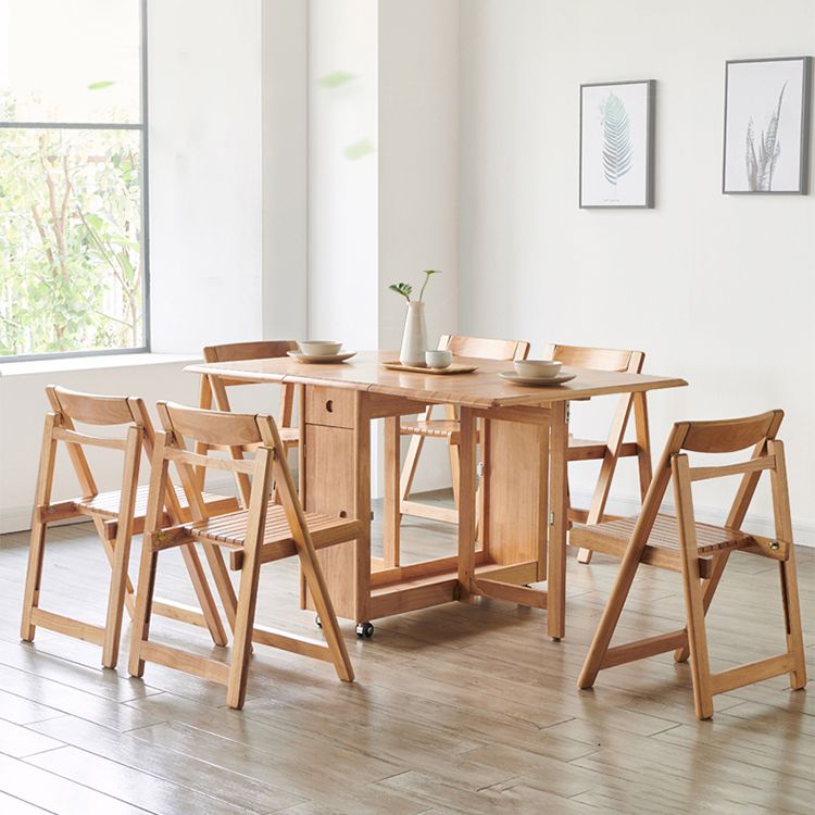 Mid-Century Modern Rectangle Dining Table Rubberwood Solid Wood Drop-Leaf Table Clearhalo ' dining_table' 'Dining Tables & Seating' 'Dining Tables' 'furn' 'furn_dining_table' 'Furniture' 'furniture_dining_table' 'Kitchen & Dining Furniture' 'kitchen&dining_furn' 'kitchen' 'kitchen_dining_table' 1200x1200_54ea2977-ebfa-4d49-b3dd-8eb30d9d1f6d