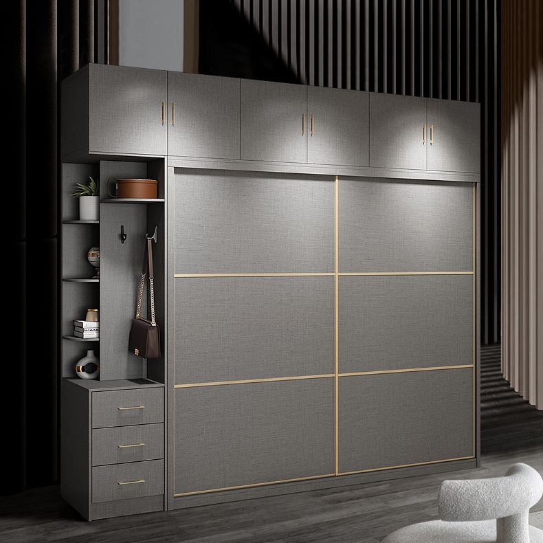 Couleur gris de style contemporain tige de tissu en bois incluse la garde-robe placard