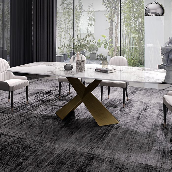 Sintered Stone Top Dining Table for Restaurant Luxury Rectangle Table with Metal Pedestal Clearhalo ' dining_table' 'Dining Tables & Seating' 'Dining Tables' 'furn' 'furn_dining_table' 'Furniture' 'furniture_dining_table' 'Kitchen & Dining Furniture' 'kitchen&dining_furn' 'kitchen' 'kitchen_dining_table' 1200x1200_54ec8604-9af2-4d96-ae14-842edef04a0d