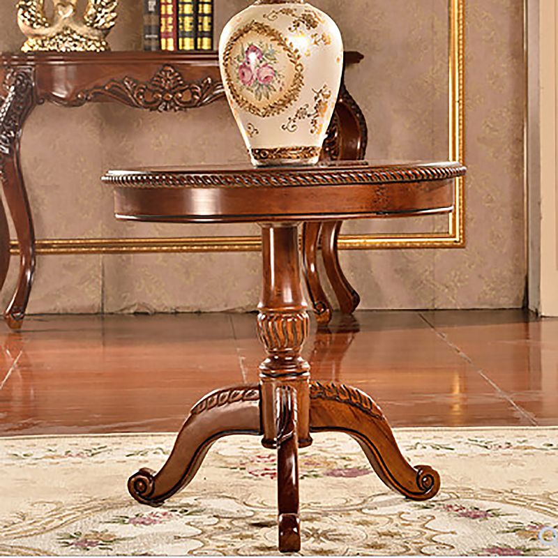 Scandinavian Pedestal Coffee Table Round Wooden Coffee Table for Living Room