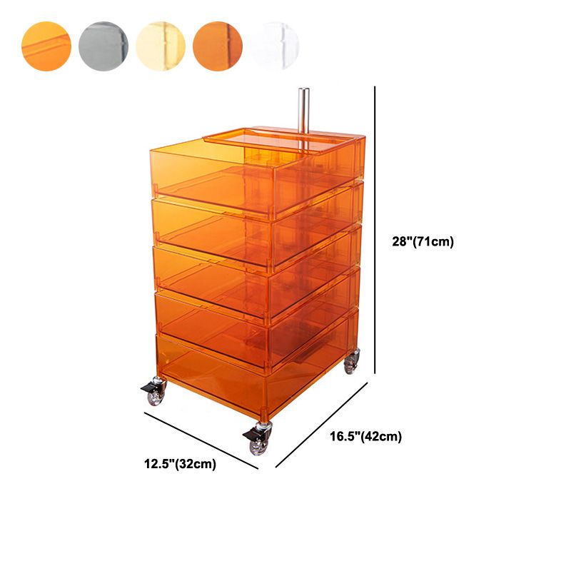 Modern Colored 5 - Drawer Plastic Nightstand Or End Table with Casters