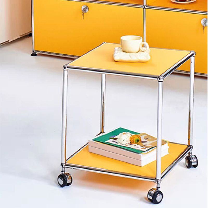 16.5" W Square End Table Modern 1-Shelf Side Table with Casters