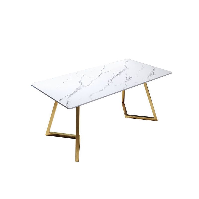 Glam -Schreibtisch Stein rechteckig 29,53 "großer Büroschreibtisch mit goldenen Beinen