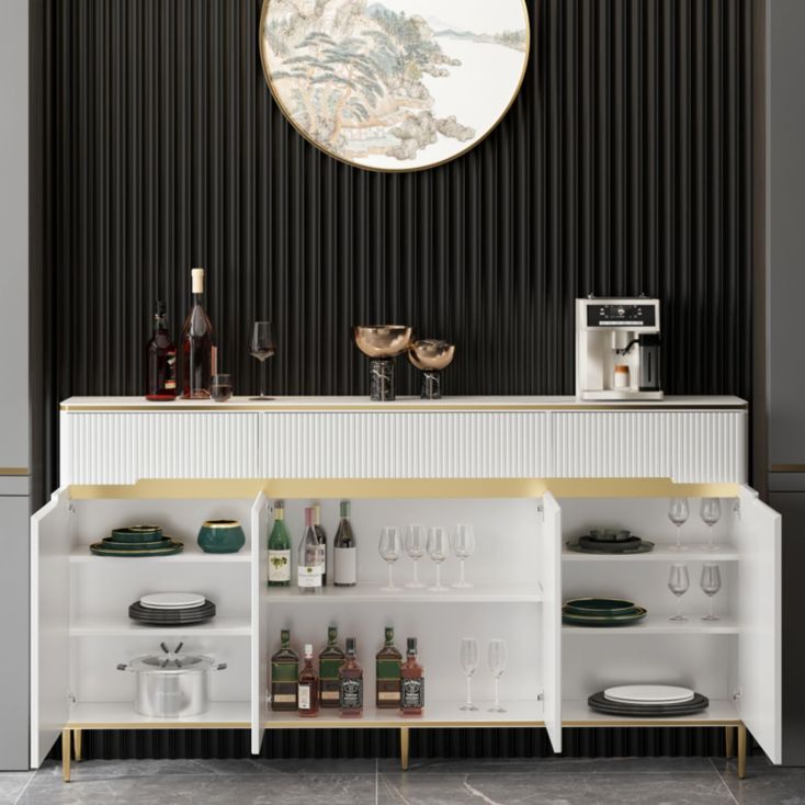 Glam Sideboard Table Stone Sideboard Cabinet with Doors for Kitchen Clearhalo 'buffet_sideboard' 'Buffets & Sideboards' 'furn' 'furn_buffet_sideboard' 'Furniture' 'Kitchen & Dining Furniture' 1200x1200_54f1cfac-3589-4e10-9bcd-b55a2a8b7483