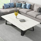 Modern Rectangle Coffee or End Table Stone and Steel Coffee Table with Cross Legs