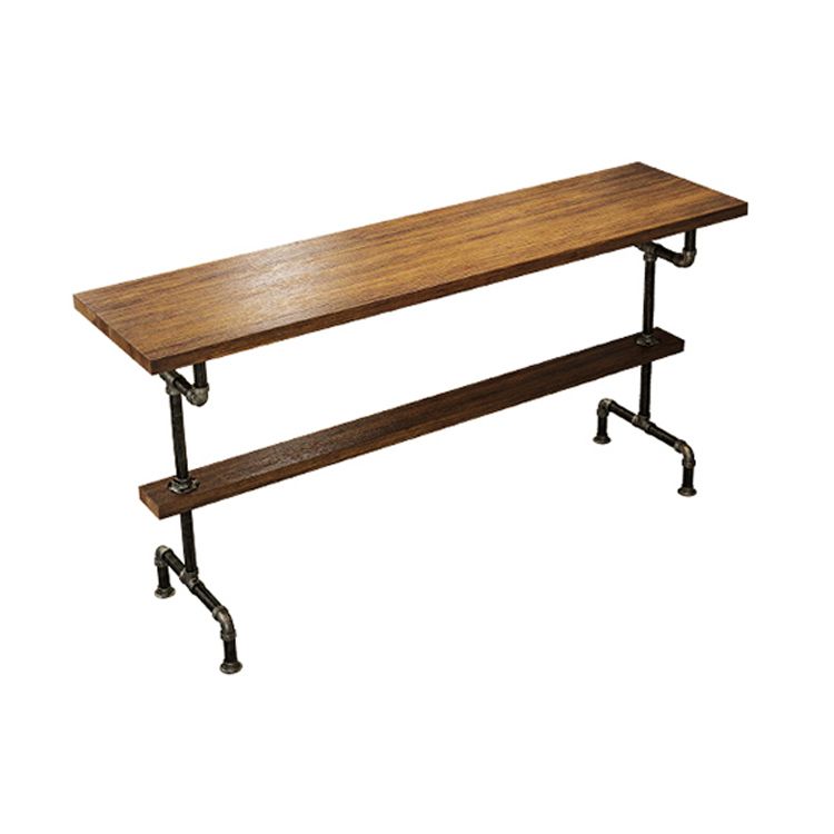 Industrial Wood Counter Table with Rectangle Table Top Black Trestle Table - 42" H Clearhalo 'Bar Furniture' 'Bar Tables' 'bar_tables' 'furn' 'furn_bar_tables' 'Furniture' 'furniture_bar_tables' 'Kitchen & Dining Furniture' 1200x1200_54f4636d-6f3d-408f-8823-9ee87b2768a6