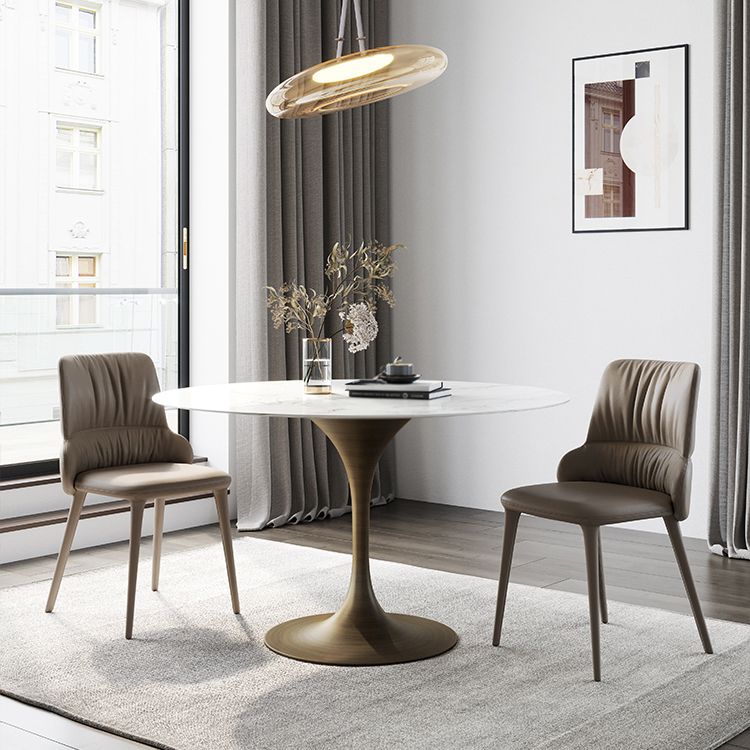 Contemporary Style Dinette Table Round Stone Furniture with Tulip Base Clearhalo ' dining_table' 'Dining Tables & Seating' 'Dining Tables' 'furn' 'furn_dining_table' 'Furniture' 'furniture_dining_table' 'Kitchen & Dining Furniture' 'kitchen&dining_furn' 'kitchen' 'kitchen_dining_table' 1200x1200_54fae10a-247b-4358-8950-e4d5031ec32d