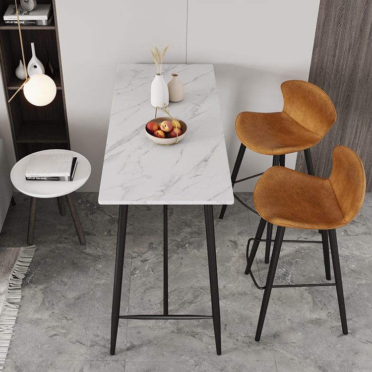 Industrial Black Metal Bar Table Rectangle Top 41.3"H Bistro Table with Footrest Clearhalo 'Bar Furniture' 'Bar Tables' 'bar_tables' 'furn' 'furn_bar_tables' 'Furniture' 'furniture_bar_tables' 'Kitchen & Dining Furniture' 1200x1200_54fb9f45-3cd6-4ed0-8e44-28235ada9dfc